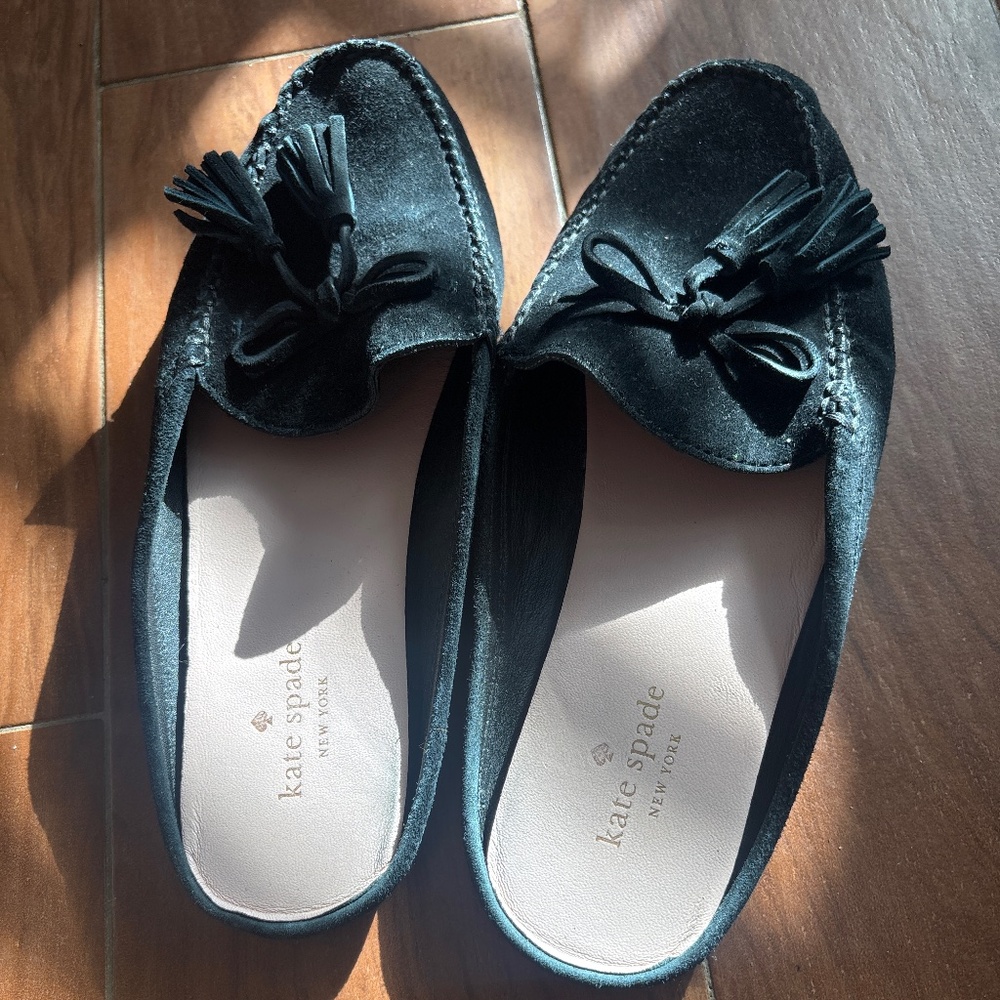 Black suede loafers